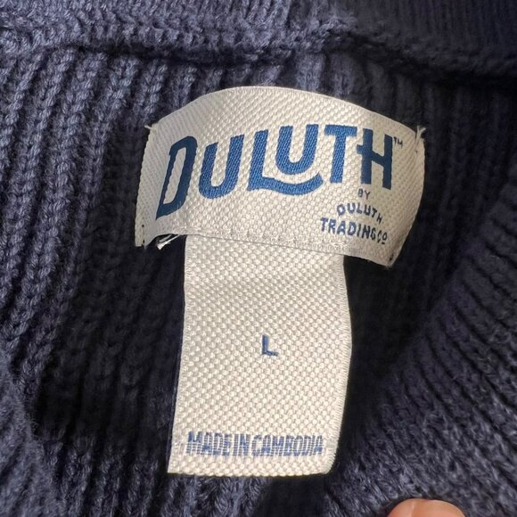 Duluth Thick Knit Mens Cardigan Chunky Waffle Retirement Shawl Cotton Blue Large - Picture 6 of 9
